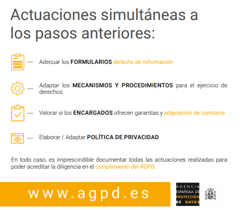 Adaptación al RGPD. Agencia Española de Protección de Datos